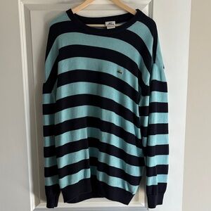 Lacoste Men's Crewneck Sweater - Black and Blue Stripes